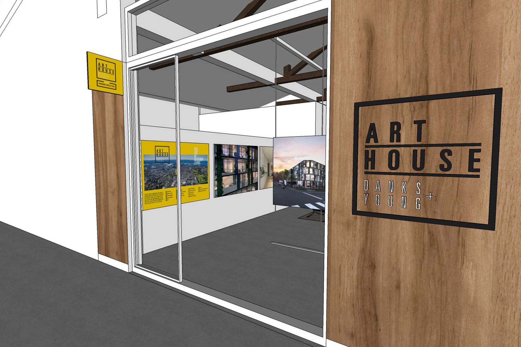 Arthouse Waterloo Display Suite 3D model. Branding and creative by Allan Chan Creative.
