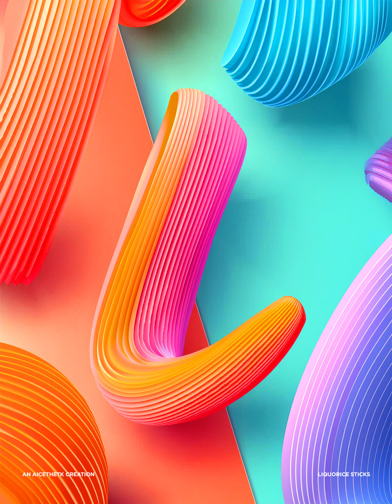 alphabet-letters_l Generative AI 3D lettering Typography, Letter L by Allan Chan. 3D printed liquorice sticks.