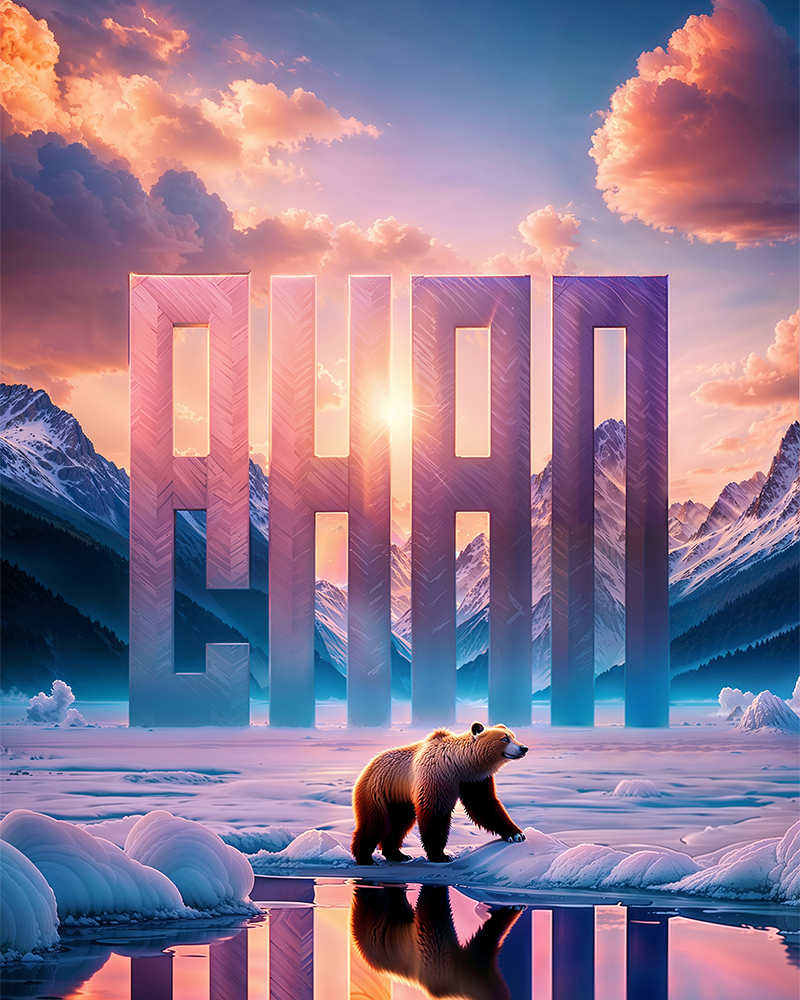 chan-logo_40 Generative AI logo variations created with Adobe Firefly’s Image 3 Model using Structure Reference. Allan Chan logo, bear walking in the snowy mountains.