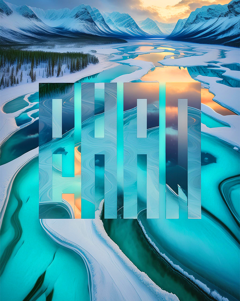 chan-logo_42 Generative AI logo variations created with Adobe Firefly’s Image 3 Model using Structure Reference. Allan Chan logo, aerial view above antarctic turqouise lakes in winter.