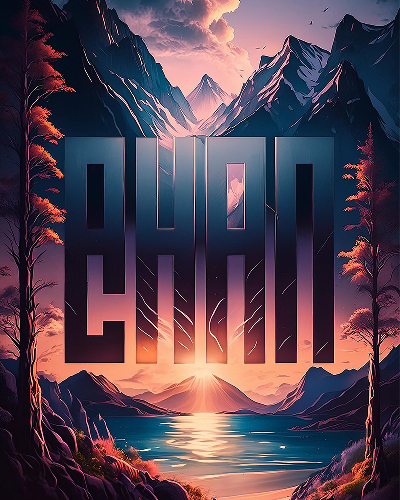 chan-logo_44 Generative AI logo variations created with Adobe Firefly’s Image 3 Model using Structure Reference. Allan Chan logo, mountain sunset.