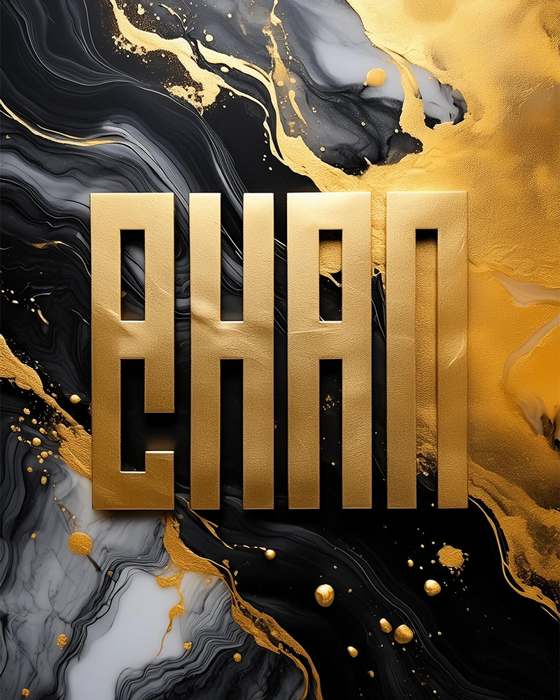 chan-logo_56 Generative AI logo variations created with Adobe Firefly’s Image 3 Model using Structure Reference. Allan Chan logo. Gold art.