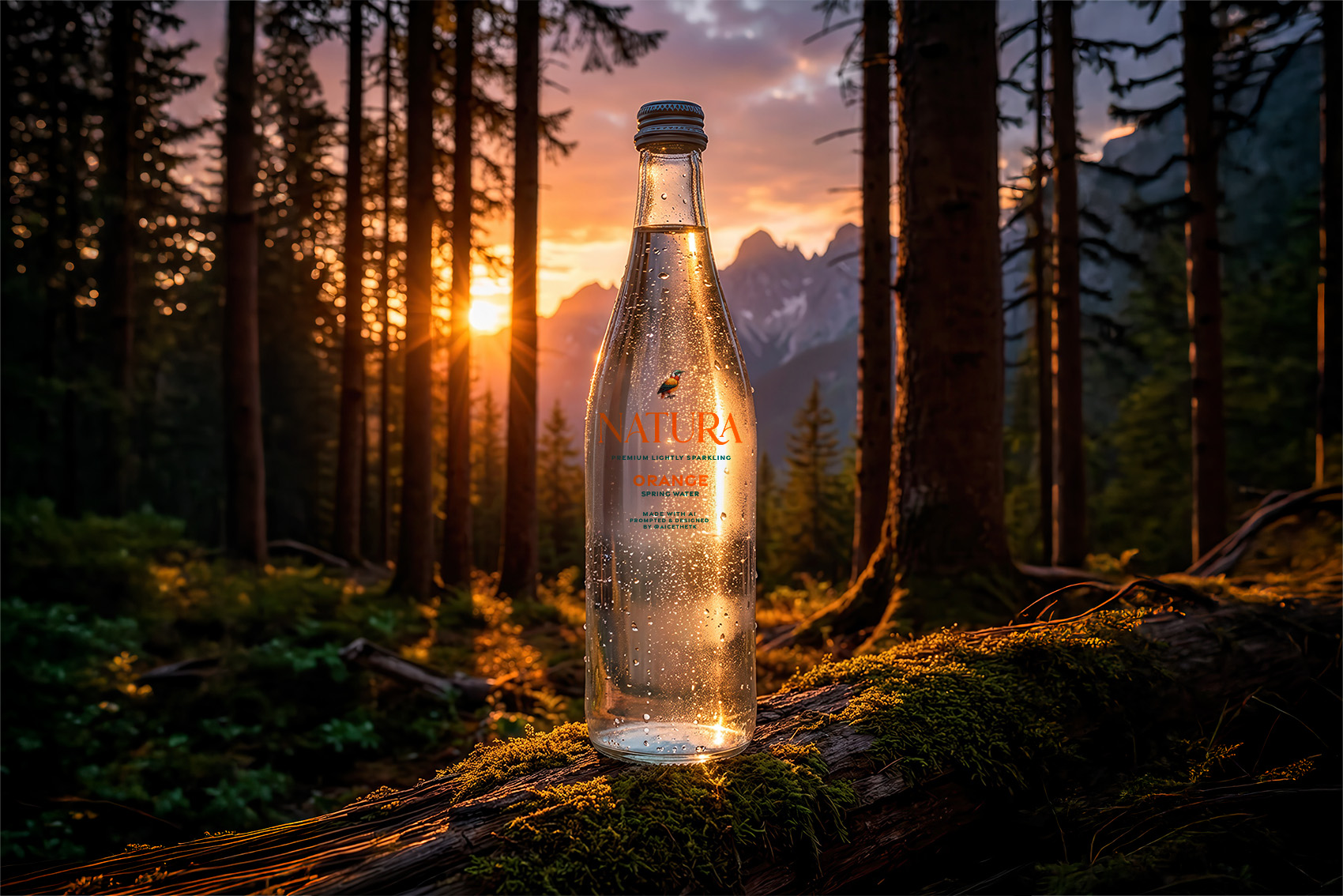 Natura Spring Water Generative AI Product Photography by Allan Chan Creative.